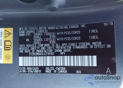 2020 Lexus Rx 350 из США, поврежденный, VIN 2T2HZMDA5LC218167